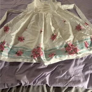 Pippa & Julie White Dress with Pink Floral Details